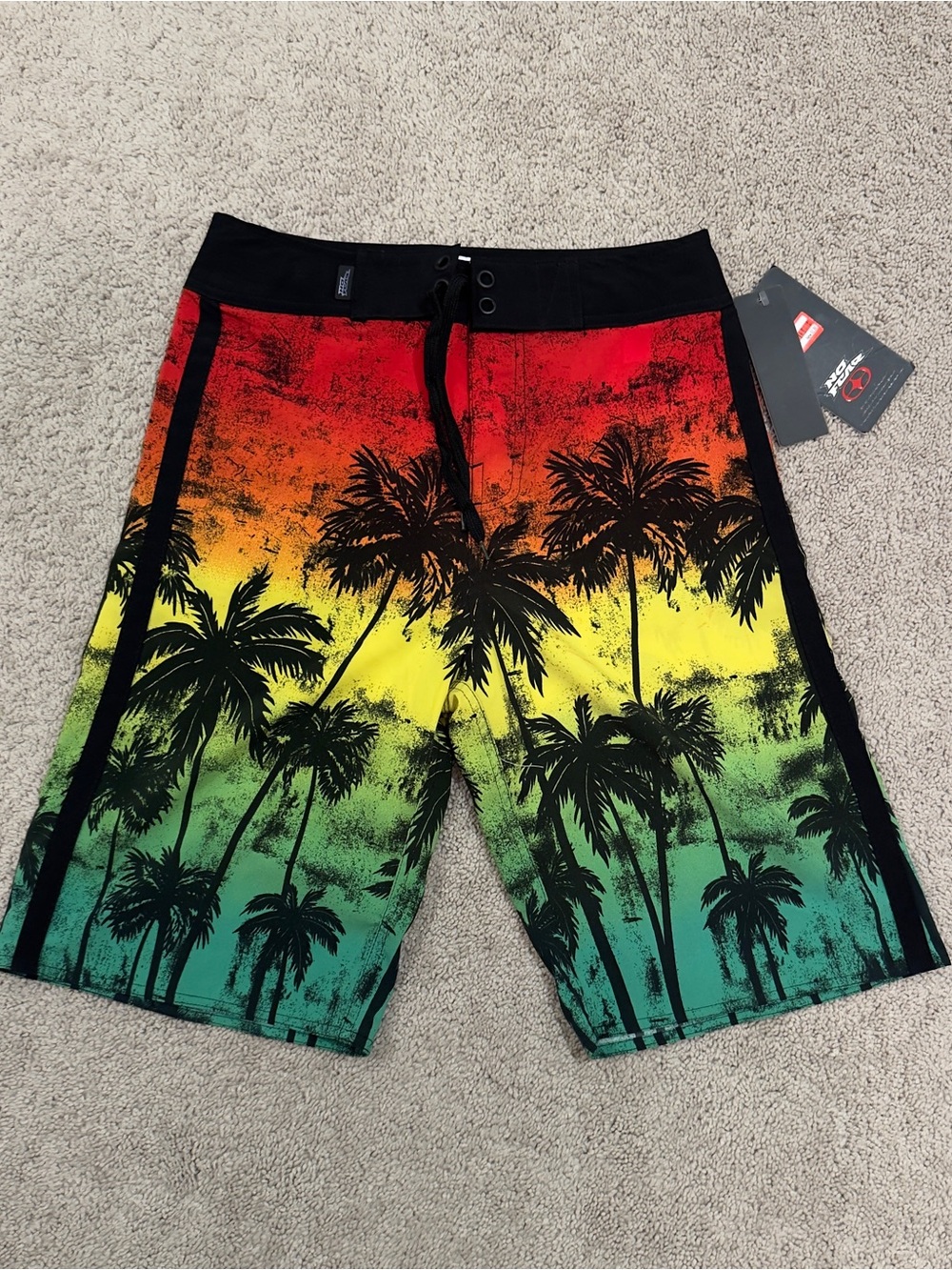 Men's Tropical Gradient Swim Trunks - Red/Yellow/Green